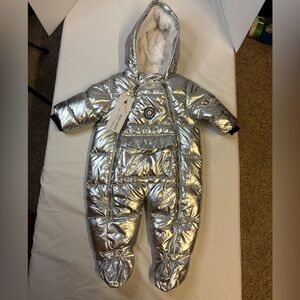 Shiny Metallic Baby Footed Snowsuit Faux Fur lined NWT